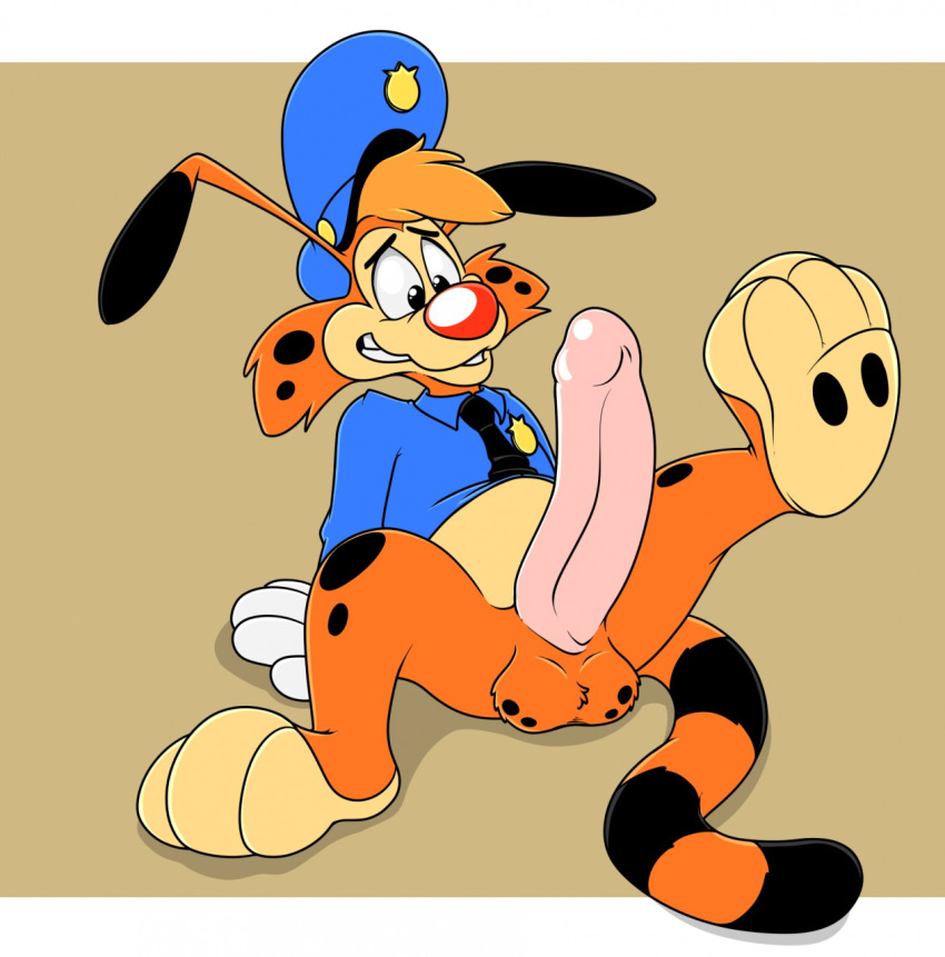 anthro bonkers bonkers_d._bobcat disney feline furry hat huge_cock male male_only neenya orange_fur police red_nose solo tail