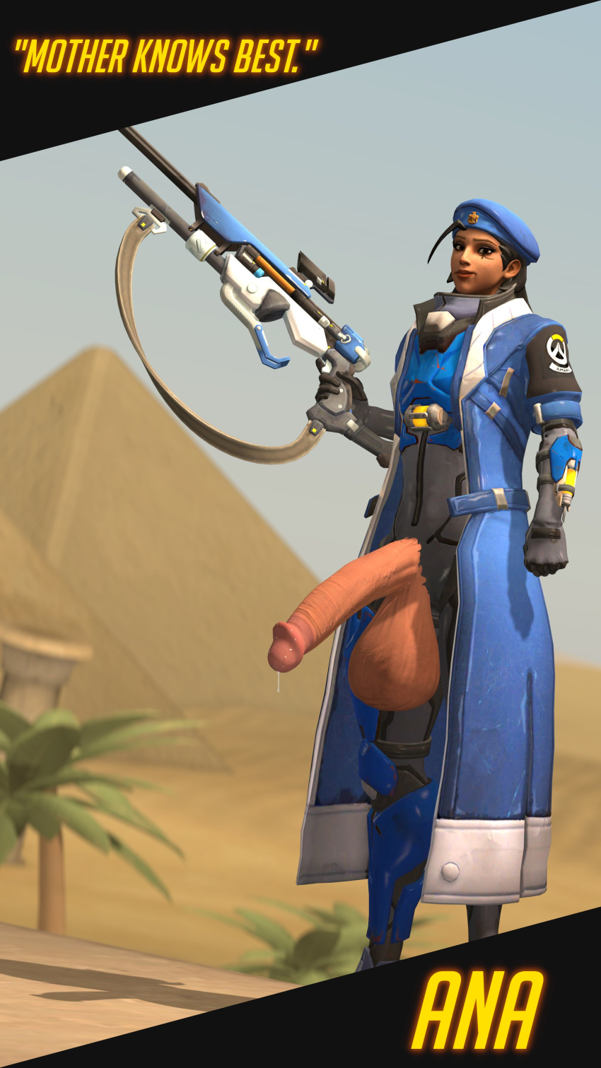 1futa 3d ana_amari balls dark-skinned_futanari dark_skin futa_only futanari large_penis overwatch penis shannonthefempyro solo