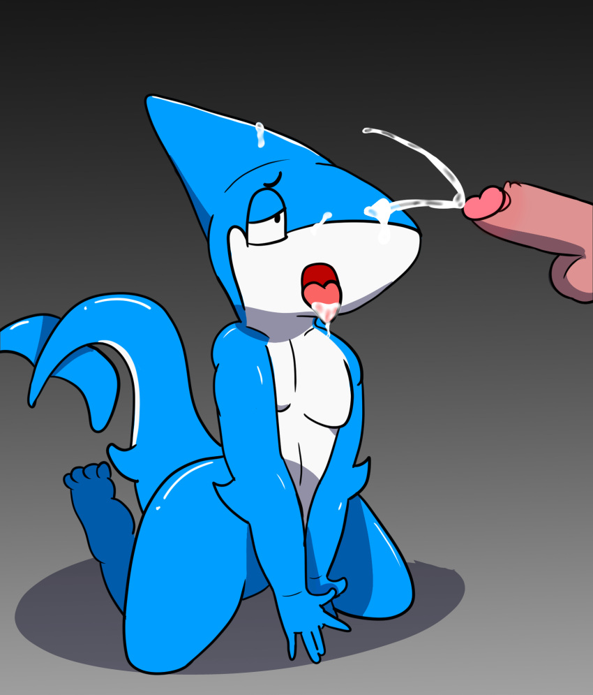 animal_humanoid bodily_fluids cum ejaculation fish fish_humanoid genital_fluids genitals hi_res humanoid luckyfur male male/male marine marine_humanoid penis shark shark_humanoid solo toongstar