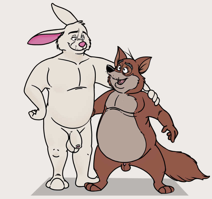 2boys age_difference aged_up anthro disney flaccid fox furry large_penis male male_only neenya open_mouth overweight rabbit robin_hood_(character) robin_hood_(disney) skippy_(robin_hood) tiny_penis vulpine