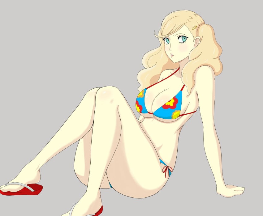 ann_takamaki atlus bikini blue_eyes female female_only light-skinned_female light_skin nahone_peko persona persona_5 solo solo_female tagme twintails