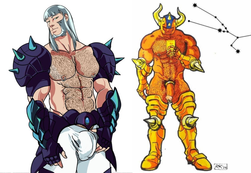 aldebaran bara gay hairy muscled muscles muscular saint_seiya taurus_aldebaran thor_(saint_seiya) yaoi