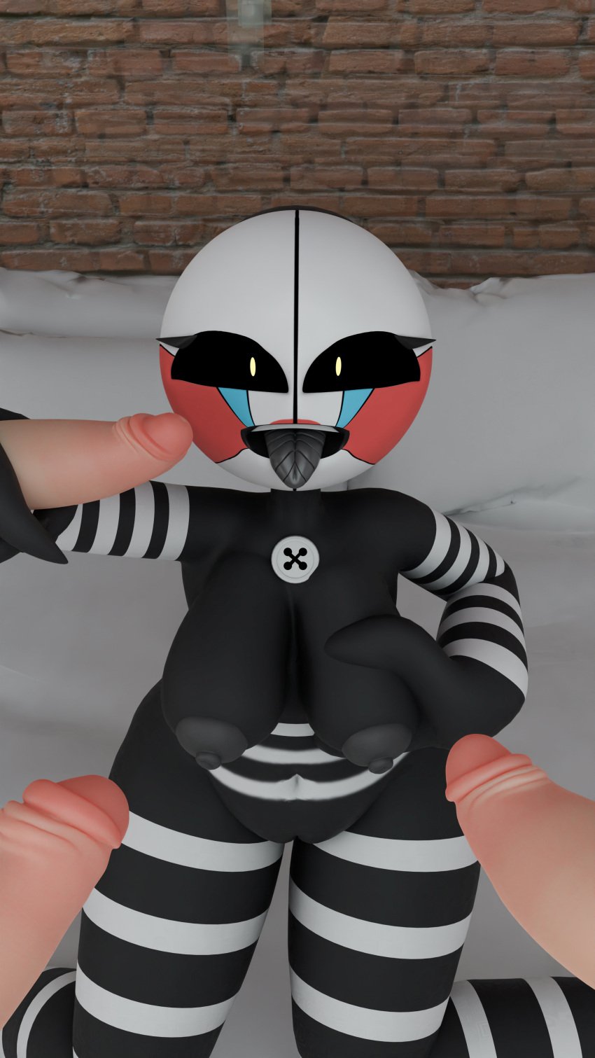 3d five_nights_at_freddy's marionette_(fnaf) multiple_penises puppet_(fnaf) riceball009 security_puppet_(fnaf) thick_ass thick_penis