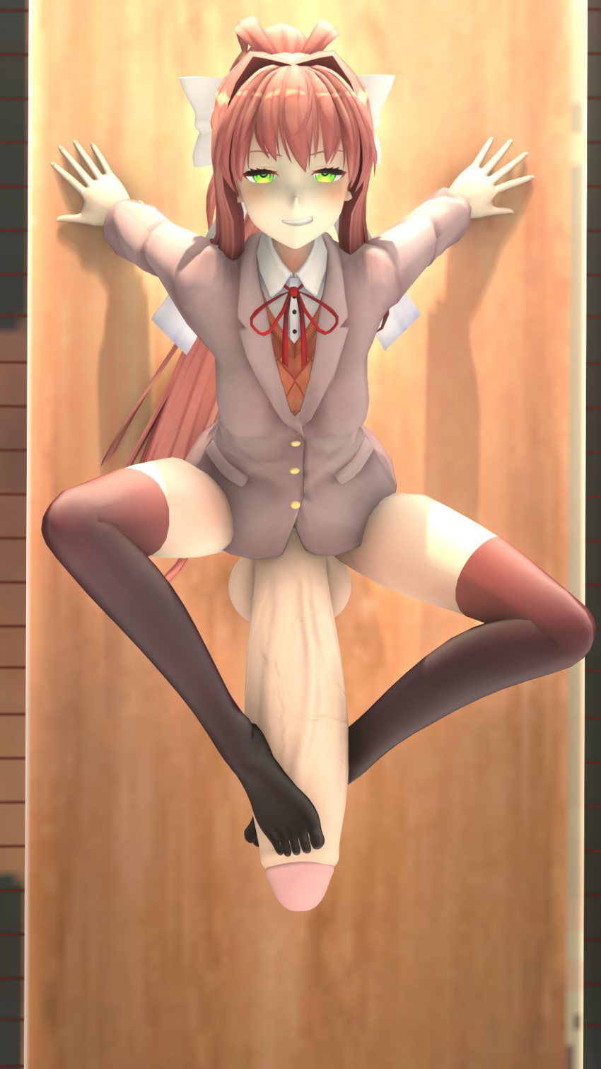 1futa 3d autofootjob balls big_balls big_penis bottomless clothing doki_doki_literature_club erect_penis erection futa_only futanari huge_balls huge_cock hyper hyper_penis light-skinned_futanari light_skin long_hair monika_(doki_doki_literature_club) penis solo solo_futa testicles theboobedone