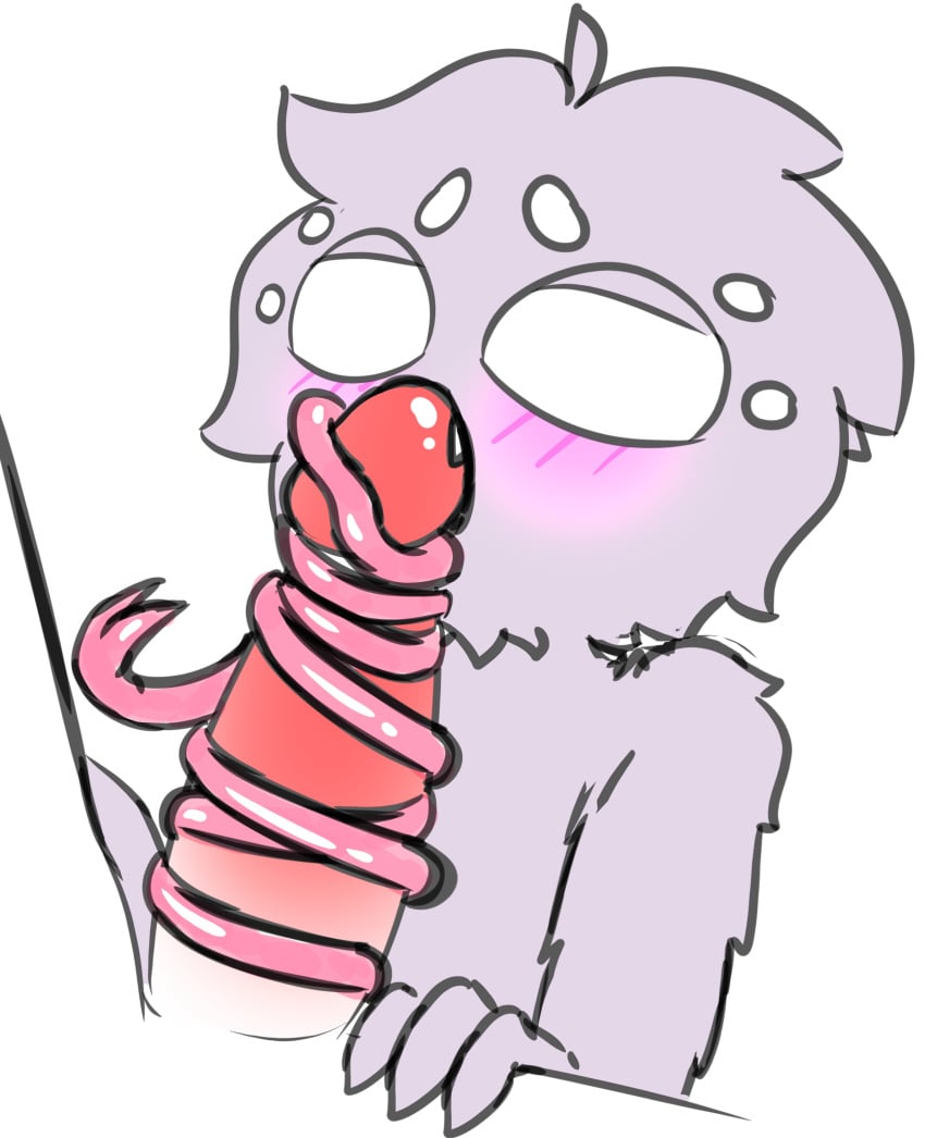 2boys 8_eyes anthro_on_human arachnid arachnid_humanoid black_fur blowjob blush blushing claws fur furry human_on_anthro long_tongue oral passionate penis sex spider tongue tongue_wrap