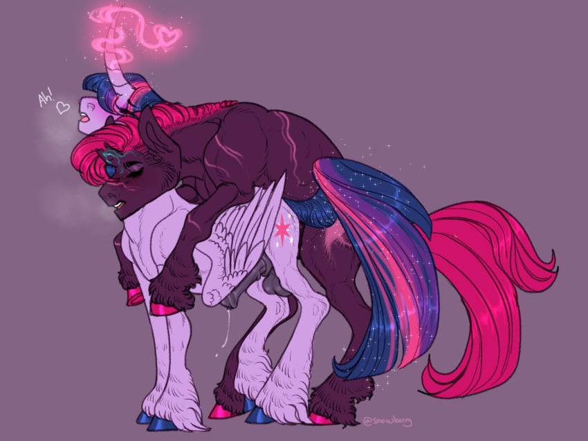 alicorn animal_genitalia animal_penis blush broken_horn cutie_mark duo equid equine equine_penis feathered_wings feathers feral feral_on_feral feral_penetrated feral_penetrating feral_penetrating_feral friendship_is_magic ftm_crossgender fur genderswap_(ftm) genitals girly hasbro hi_res hooves horn inner_ear_fluff magic male male/male male_penetrated male_penetrating male_penetrating_male mammal my_little_pony my_little_pony:_the_movie_(2017) open_mouth penetration penis purple_background purple_body purple_feathers purple_fur rule_63 scar sheath signature simple_background snowberry tempest_shadow_(mlp) tuft twilight_sparkle_(mlp) unicorn wings