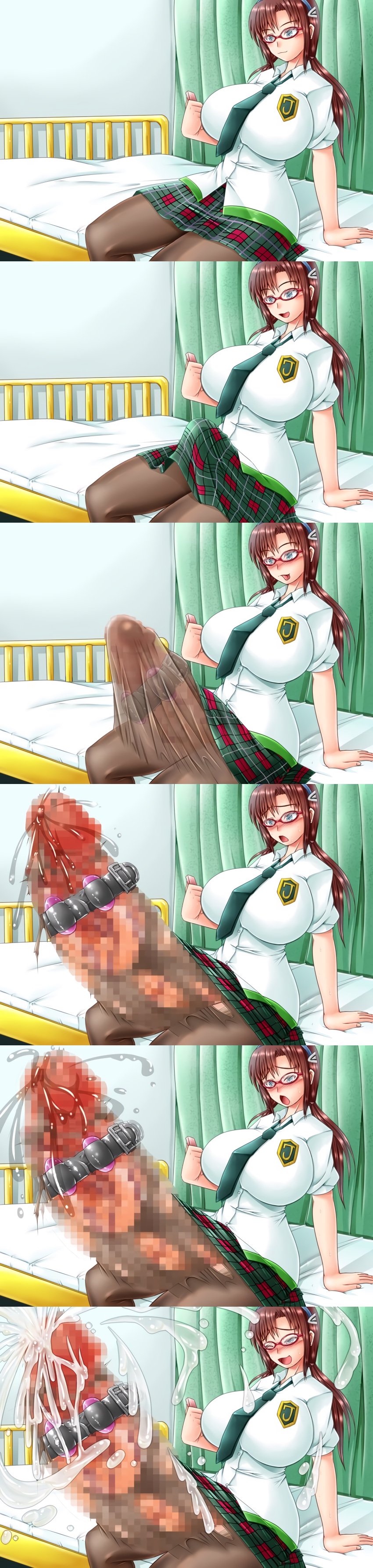 1futa blush breasts brown_hair censored clothed clothed_masturbation clothing cum ejaculation erection erection_under_clothes excessive_cum fully_clothed futa_only futa_sans_balls futanari genzaburoh gigantic_penis glasses growth growth_sequence huge_breasts huge_cock huge_penis human hyper hyper_penis light-skinned_futanari light_skin long_hair mari_illustrious_makinami masturbation neon_genesis_evangelion orgasm pantyhose penis penis_expansion penis_growth rebuild_of_evangelion school_uniform skirt solo tagme thick_penis veiny_penis vibrator vibrator_on_penis