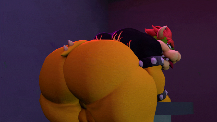 3d 3d_(artwork) animated anthro ass ass_up balls big_butt bottomless bouncing_balls bouncing_butt bouncing_tail bowser bracelet clapping clothed clothing digital_media_(artwork) furniture genitals hair horn huge_butt huge_thighs jewelry koopa looking_at_viewer looking_back looking_pleasured male male_only mario_(series) mrrainbow multicolored_body nintendo on_table overweight presenting presenting_hindquarters red_hair scalie shirt shirt_only short_tail smile smiling_at_viewer solo source_filmmaker spiked_bracelet spikes super_smash_bros. table tail_motion thick_thighs tongue tongue_out topwear topwear_only twerking two_tone_body video_games wide_hips yellow_body