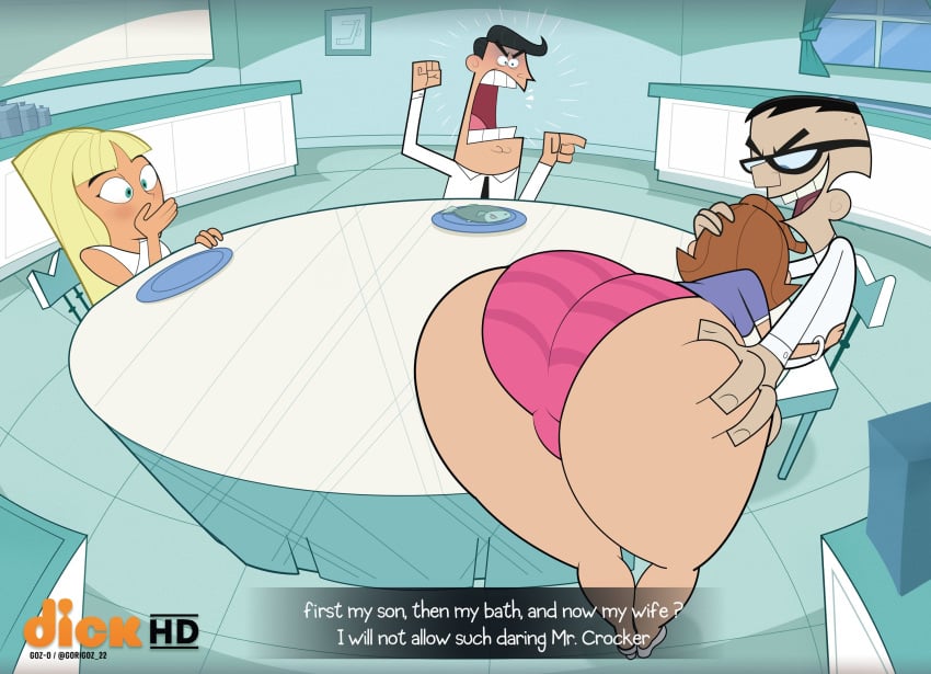 2boys 2d 2girls angry ass ass_focus being_watched big_ass blonde_hair britney_britney_(fairly_oddparents) cheating cheating_wife covering covering_mouth denzel_crocker english_text fellatio glasses gosgoz huge_ass implied_fellatio implied_oral long_hair milf mother nickelodeon short_hair text the_fairly_oddparents thick_thighs thighs timmy's_dad timmy's_mom