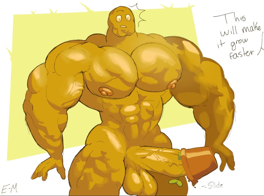 abs bara bara_tits bodybuilder boner dick erection excite-mint gay humanoid_penis male male_only muscles muscular nipples plants_vs_zombies pvz pvz_2 solo_male wall-nut_(pvz)