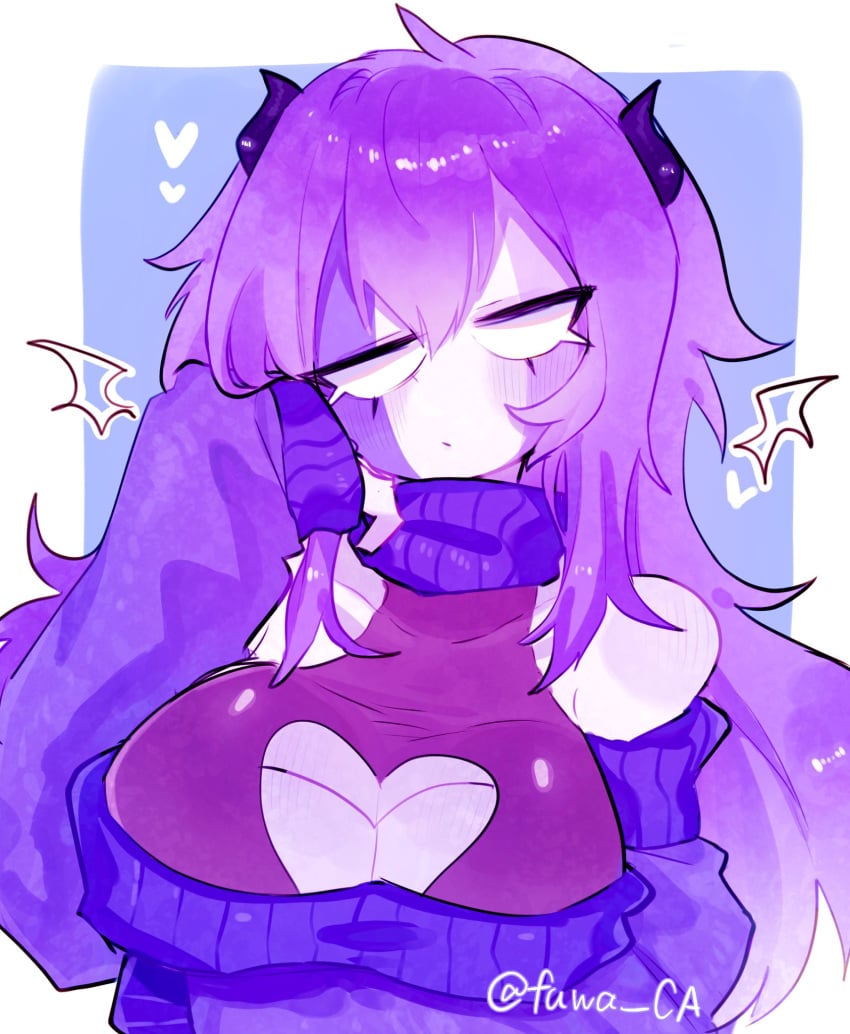 breasts cute purple_hair sarvente sarvente_(dokki.doodlez) sarvente_(fnf_mod)