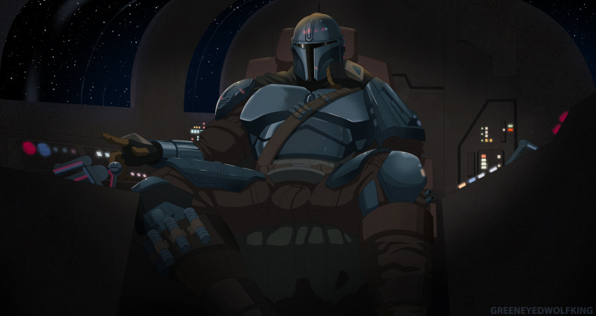 1boy 2022 armor bara barazoku big_bulge bulge clothing din_djarin greeneyedwolfking helmet hi_res highres huge_bulge male male_only mandalorian star_wars the_mandalorian