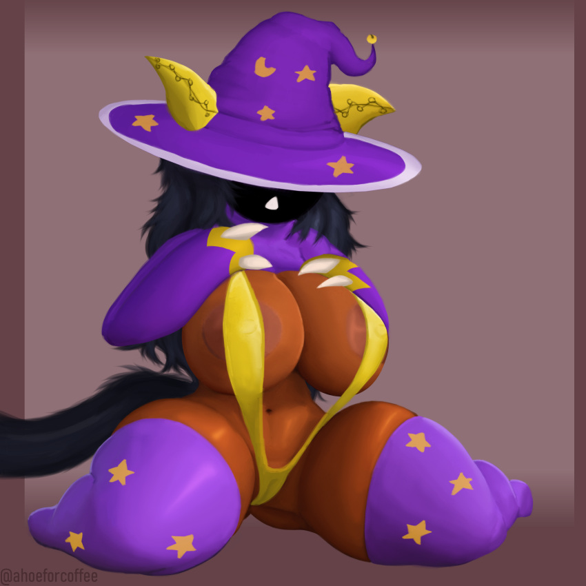 absurd_res alternate_version_at_source anthro big_breasts bikini black_hair blazblue breasts claws clothed clothing coffeewithdicks fan_character felid female hair hat hatwear headgear headwear hi_res hidden_eyes humanoid kaka_(blazblue) legwear long_hair mammal nipple_slip open_mouth sitting skimpy skimpy_bikini solo swimwear tan_body tanned_skin thick_thighs video_games wide_hips wizard_hat