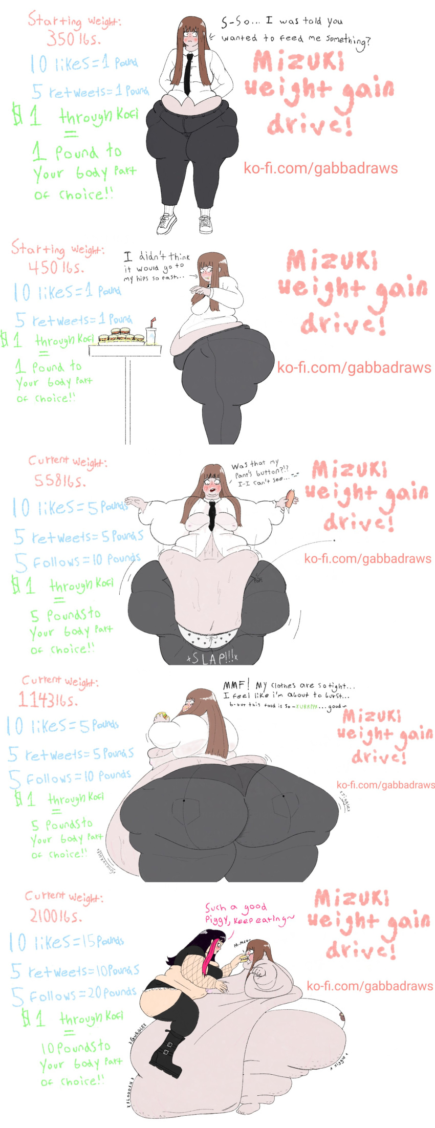 1girls 2girls apron_belly ass belly burping cellulite dialogue eating fat_rolls gabbadraws huge_ass huge_belly hyper_belly liquidy_fat massive_ass mizuki_(gabbadraws) morbidly_obese morbidly_obese_female multiple_girls talking_to_self text wardrobe_malfunction weight_gain weight_gain_drive