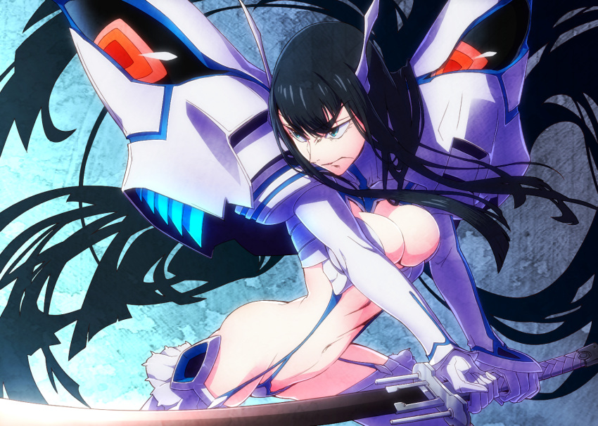 1girls bakuzan black_hair blue_eyes female female_only junketsu kill_la_kill kiryuuin_satsuki large_breasts serious_look young_female young_woman