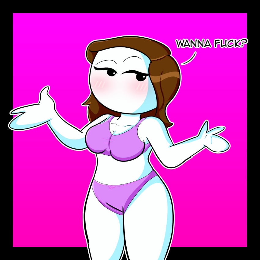 1girls artist_request big_breasts brown_hair clothing cute female female_focus female_only let_me_explain_studios rebecca_parham tagme white_skin white_skinned_female youtube youtuber