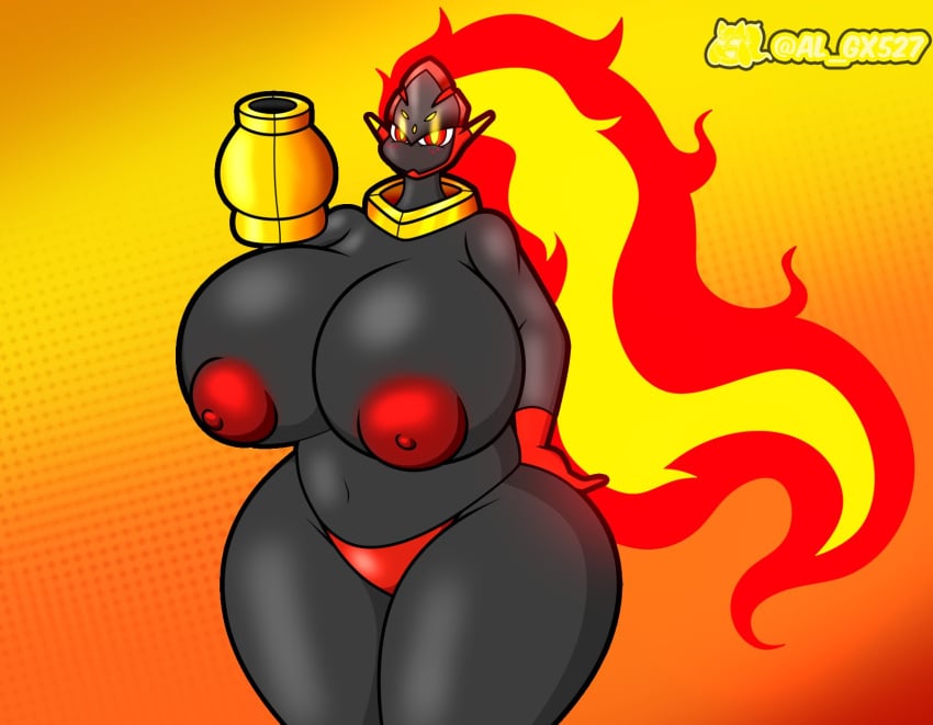 al_gx armarouge female female_only fire_hair huge_breasts hyper_breasts pokemon pokemon_(species)