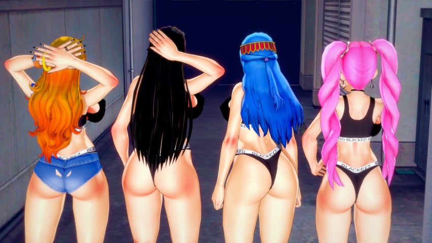 blacked_clothing evaan female female_only kaoskatsu koikatsu nami namilovesbbc nefertari_vivi nico_robin one_piece perona queen_of_spades