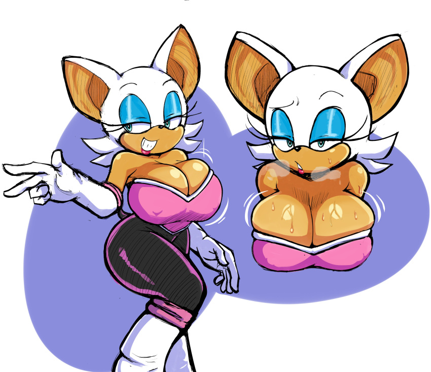 1girls anthro bat blue_eyes breasts cleavage female female_only huge_breasts makeup musk musk_clouds musky pseudocel rouge_the_bat sega smell smelly solo solo_female sonic_(series) steam steamy sweat sweatdrop sweating sweaty white_hair