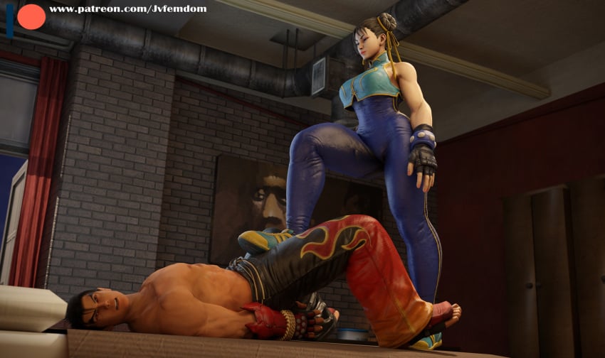 3d 3d_(artwork) ballbusting beaten blender bondage capcom chun-li crotch_stomp crotch_stomping dominant dominant_female domination dominatrix female_domination femdom fight fingerless_gloves hands_behind_back hands_tied_behind_back helpless jin_kazama jvfemdom kazama_jin legs male reverse_wrestlingryona sadistic sneakers stepping_on_genitals stepping_on_penis stomp stomping street_fighter street_fighter_v street_fighter_x_tekken tekken tekken_x_street_fighter thick_ass thick_thighs thighs tight_clothing tight_pants torture trample trampling wrists_tied