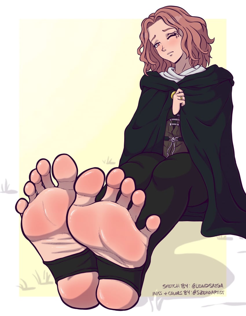 1girls 2022 barefoot blush blushing clothed clothing elden_ring feet feet_together female female_only foot_fetish foot_focus fromsoftware human light-skinned_female melina_(elden_ring) outerwear pink_feet pink_soles reddened_soles soles stirrup_legwear szeroart toes