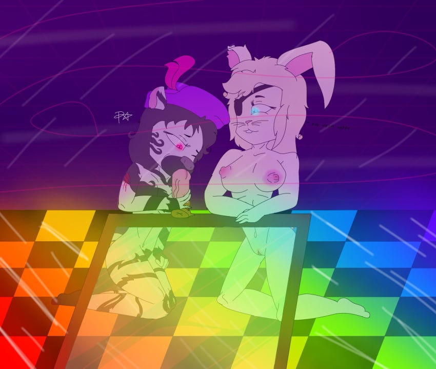 1boy 2girls background blood blue_eyes bunny_(piggy) doggy_(piggy) female male naked pagliaj2 penis piggy_(game) red_eyes roblox roblox_game source_request tagme tits zizzy_(piggy)