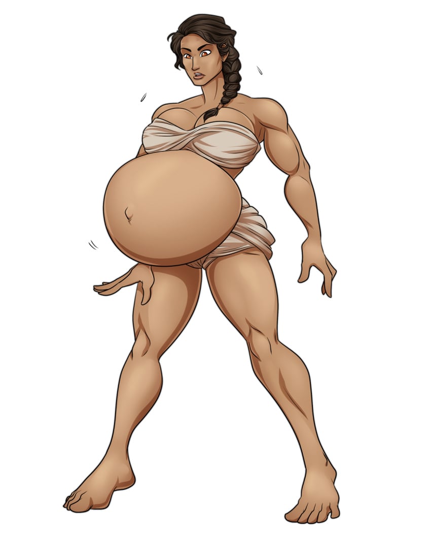 1girls assassin's_creed_(series) assassin's_creed_odyssey belly big_belly breasts dark-skinned_female dark_skin kassandra muscular_female pregnant riddleaugust solo_female ubisoft