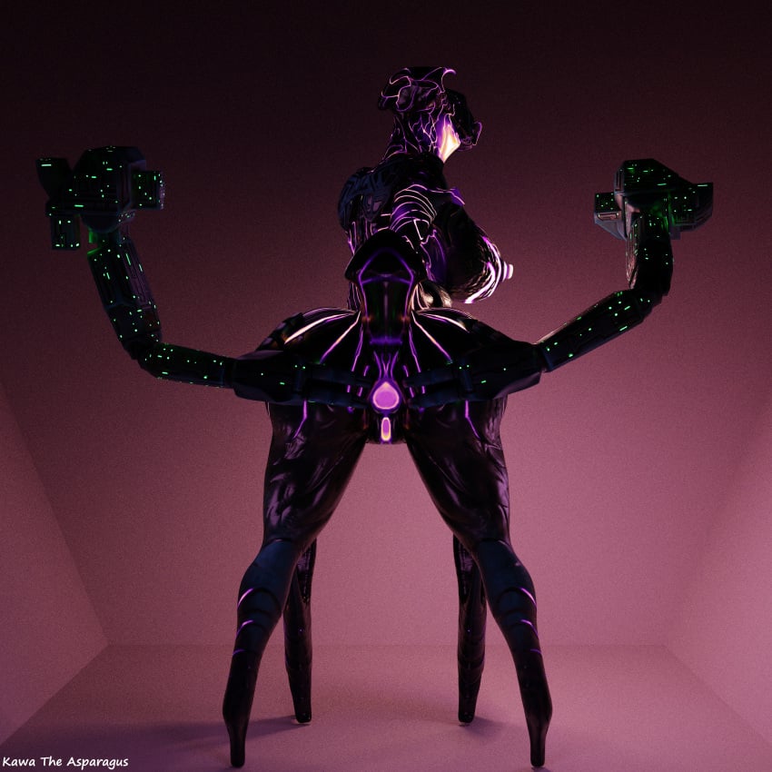 1girls absurd_res al-an alien anus anus_held_open armor ass big_breasts big_butt breasts butt butt_grab dark_body dark_skin disembodied_hand eyeless female floating_limbs genitals glowing glowing_arms glowing_body glowing_face glowing_genitalia glowing_markings glowing_nipples glowing_pussy green_highlights hand_on_butt hi_res highlights_(coloring) horn kawa_the_asparagus looking_at_viewer looking_back low_light markings mouthless nipples noseless pink_background pink_nipples purple_anus purple_highlights purple_lighting purple_markings purple_pussy pussy raised_tail robotic_arm simple_background solo spread_anus spread_butt spread_legs spreading subnautica subnautica_below_zero taur