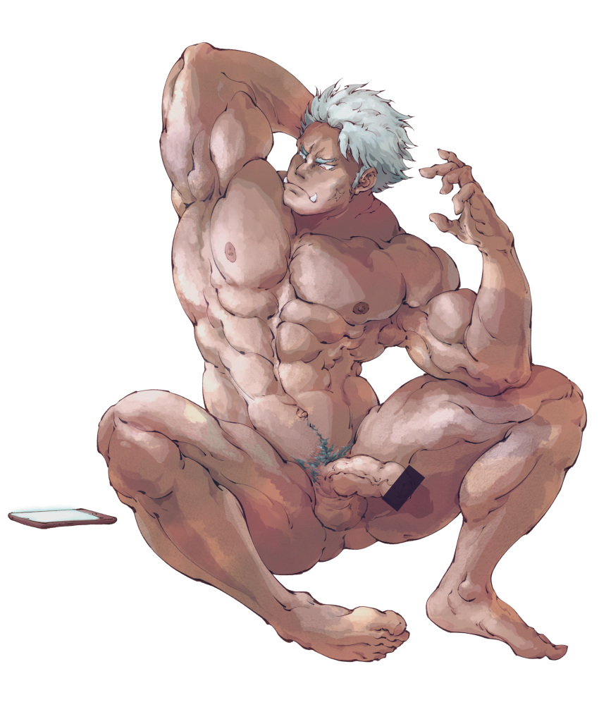 balls bara boku_no_hero_academia censor_bar censored_penis gay kan_sekijirou male male_only muscles muscular my_hero_academia penis scar scar_on_face sekijiro_kan sleepdisorder solo solo_male spread_legs vlad_king