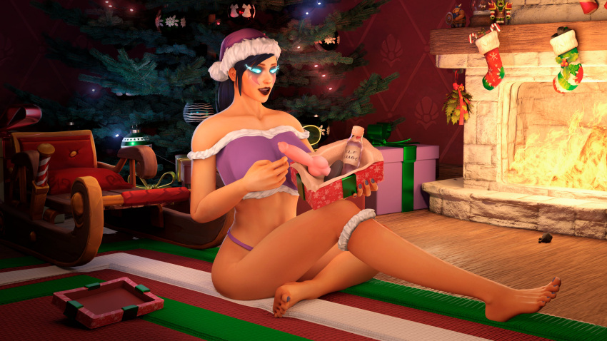 1futa 3d barefoot blue_eyes christmas christmas_outfit christmas_tree curvy curvy_body curvy_figure death_knight death_knight_(warcraft) feet futa_only futanari hips human kyvee_(pickles_wra) legs pale-skinned_futanari pale_skin pkotichka soles solo thighs toes warcraft world_of_warcraft wow