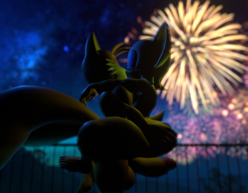 3d 3d_(artwork) 3d_model arms_on_shoulders erect_penis fireworks grabbing_ass jorknee kissing leg_lock lifting mobian mobian_(species) mobian_bat new_year night rouge_the_bat sega sonic_(series) sonic_adventure_2 sonic_the_hedgehog_(series) tails tails_the_fox