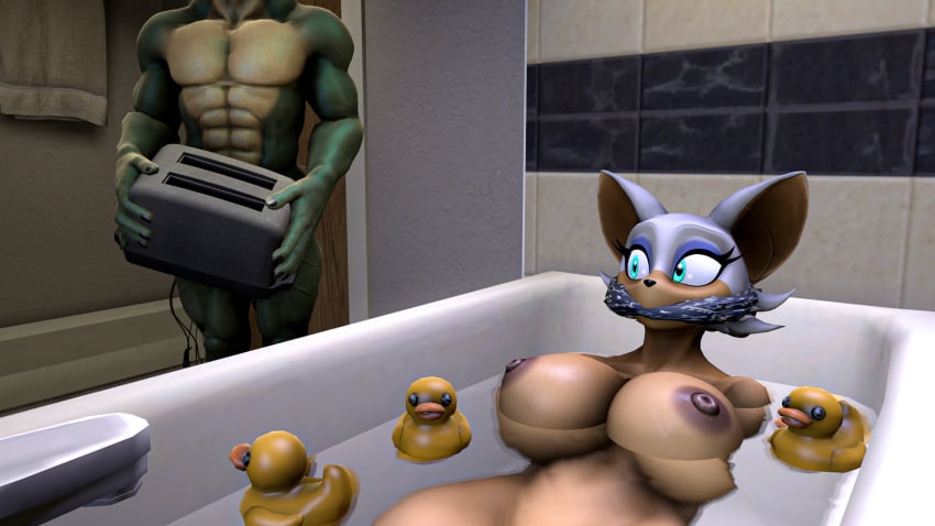 3d_(artwork) anthro appliance bat bath_duck bathroom big_breasts bound breasts digital_media_(artwork) duo execution female gag hi_res kitchen_appliance lizard lizard_(petruz) male male/female mammal mobian_bat nipples potential_snuff reptile rouge_the_bat rouge_the_bat_(warfaremchine) scalie scared sega snuff sonic_(series) sonic_the_hedgehog_(series) source_filmmaker sweet_hunter toaster victim water