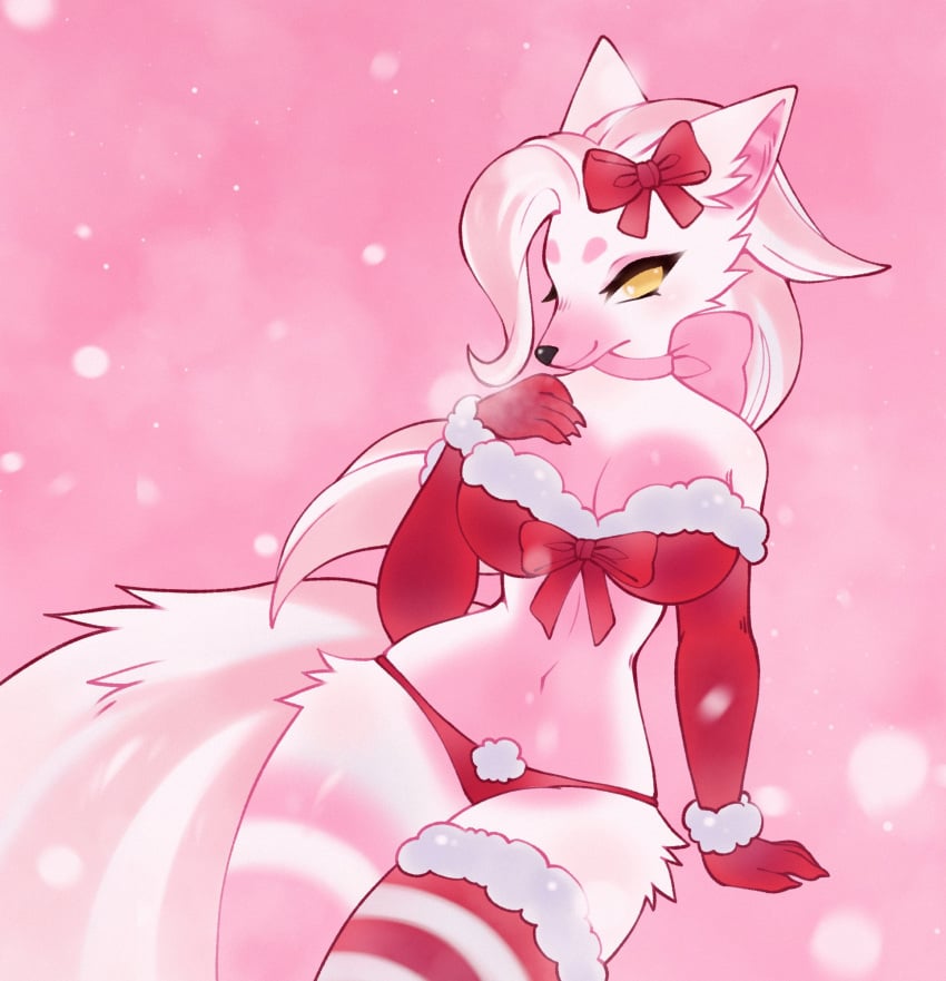 1girls 2023 big_penis blush bow_ribbon breasts canine choker christmas claws cute elbow_gloves female female_only five_nights_at_freddy's five_nights_at_freddy's_2 fluffy fluffy_tail fnaf fox fox_ears fox_girl fox_tail furry furry_only gloves holidays huge_breasts inner_ear_fluff looking_at_viewer mangle_(fnaf) moonphase47 navel panties pink_fur pink_hair simple_background stockings tail white_body white_fur white_hair yellow_eyes