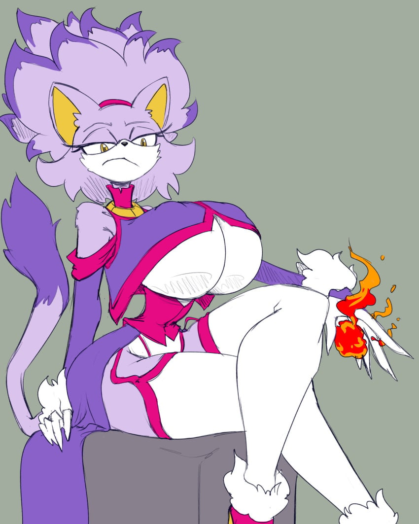 1girls anthro anthro_only big_breasts blaze_the_cat breasts corset eyeliner female female_only furry furry_only garter_belt garter_straps imric1251 lingerie makeup panties sega sonic_(series) sonic_the_hedgehog_(series) stockings tail