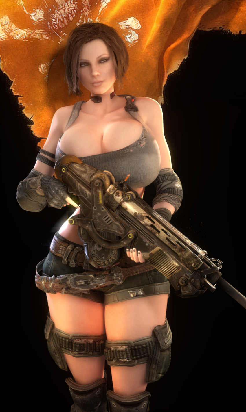 1girls 2023 3d 3d_(artwork) alternate_ass_size alternate_breast_size big_ass breasts_bigger_than_head breasts_bigger_than_torso brown_hair bulletstorm cleavage clothed clothed_female electronic_arts epic_games female female_human female_only female_solo fingerless_gloves gigantic_breasts gloves gun hair_over_one_eye holding_gun holding_object holding_weapon hourglass_figure huge_breasts human human_female human_only large_ass looking_at_viewer people_can_fly short_shorts shorts small_waist solo solo_female thick_thighs thin_waist top_heavy trishka_novak upper_body vaako wasp_waist weapon wide_hips