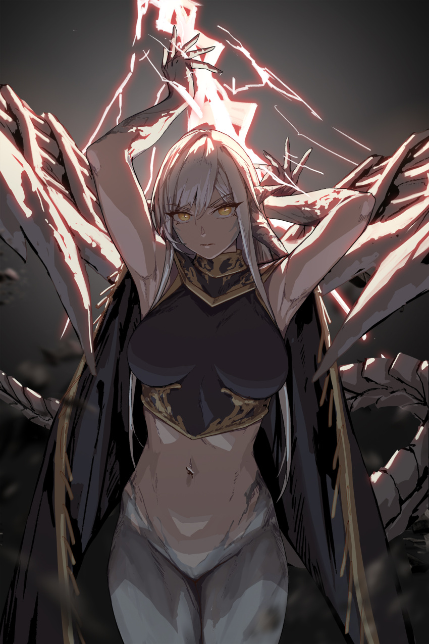 1girls 2022 abs ancient_dragon_lansseax big_breasts clothing elden_ring female female_only fromsoftware humanized light-skinned_female navel tight_clothing wings 退休苍带师