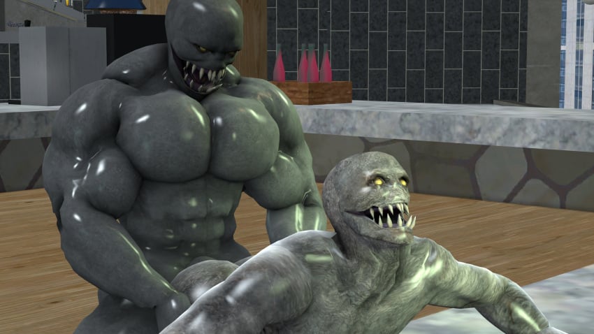 2boys 2monsters anal_sex anthro_on_anthro anthro_penetrated anthro_penetrating_anthro capcom fangs gay grey_body humanoid male male/male male_anthro male_only male_penetrated male_penetrating_male monster muscular muscular_male nude pecs regenerator regenerator_(resident_evil) resident_evil resident_evil_4 sam1377 sex source_filmmaker submissive_male tagme