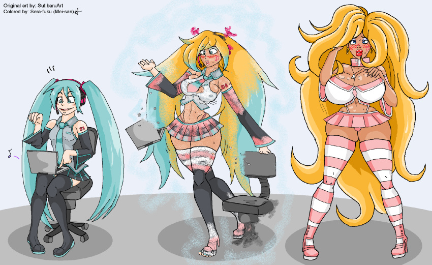 ass_expansion bimbo bimbofication brain_drain brainwashing breast_expansion eye_color_change female hair_color_change hair_growth hatsune_miku high_heels huge_ass huge_breasts hyper_bimbo identity_death lip_expansion navel sera-fuku sutibaru thick_lips thick_thighs thigh_expansion transformation vocaloid wide_hips