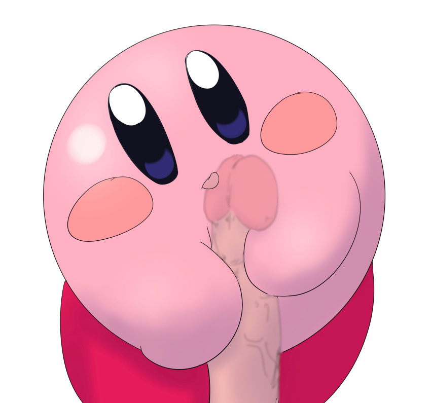 absurd_res blur_censorship censored disembodied_penis duo embrace genitals hi_res hug humanoid_genitalia humanoid_penis kirby kirby_(series) licking male nintendo oral penile penis penis_hug penis_lick pink_body poi_(artist) sex simple_background tongue tongue_out vein veiny_penis video_games waddling_head white_background