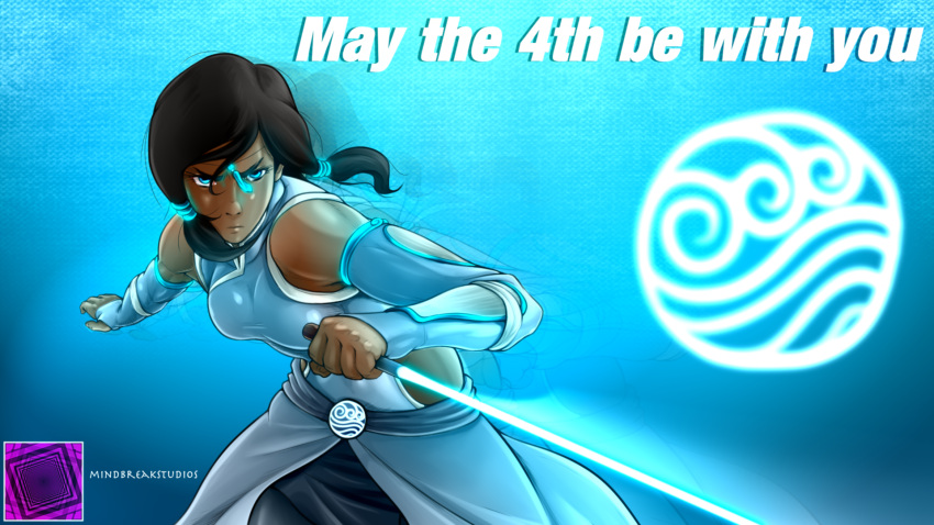 1girls alternate_costume avatar_legends clothing dark-skinned_female english_text female female_protagonist korra medium_breasts muscular_female smooth_skin solo solo_female star_wars text the_avatar the_legend_of_korra water_tribe woorkvaza