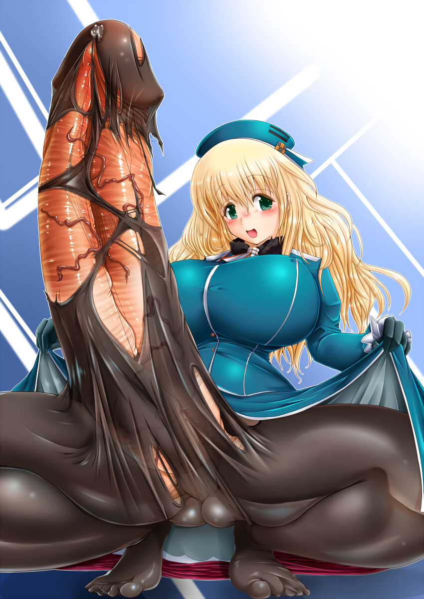 1futa 2013 atago_(kantai_collection) big_breasts blonde_hair breasts clothed clothing erection futa_only futa_sans_balls futanari gigantic_penis huge_breasts huge_cock huge_penis human hyper hyper_penis kantai_collection light-skinned_futanari light_skin long_hair low-angle_view monster_cock mostly_clothed pantyhose penis penis_bigger_than_body penis_longer_than_knee precum ripped_pantyhose ruuru solo spread_legs squatting thick_thighs torn_clothes torn_clothing