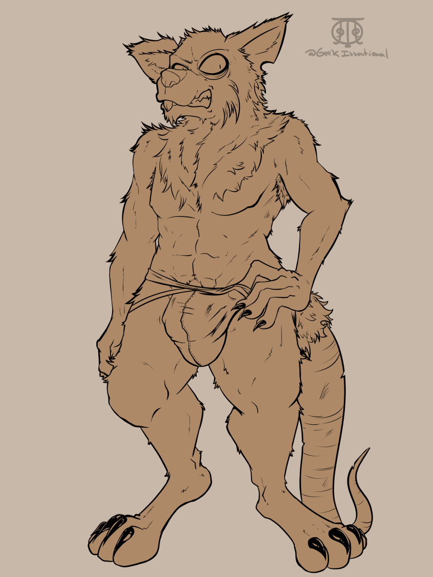 angry angry_face anthro full_body furry furry_breasts furry_ears furry_only gay geekirrational half_naked male_only rat rat_tail sketch teeth teeth_showing underwear