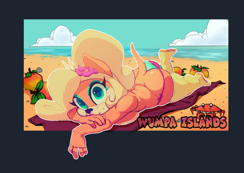 anthro beach big_butt coco_bandicoot crash_(series) dildo fur furry seductivesquid