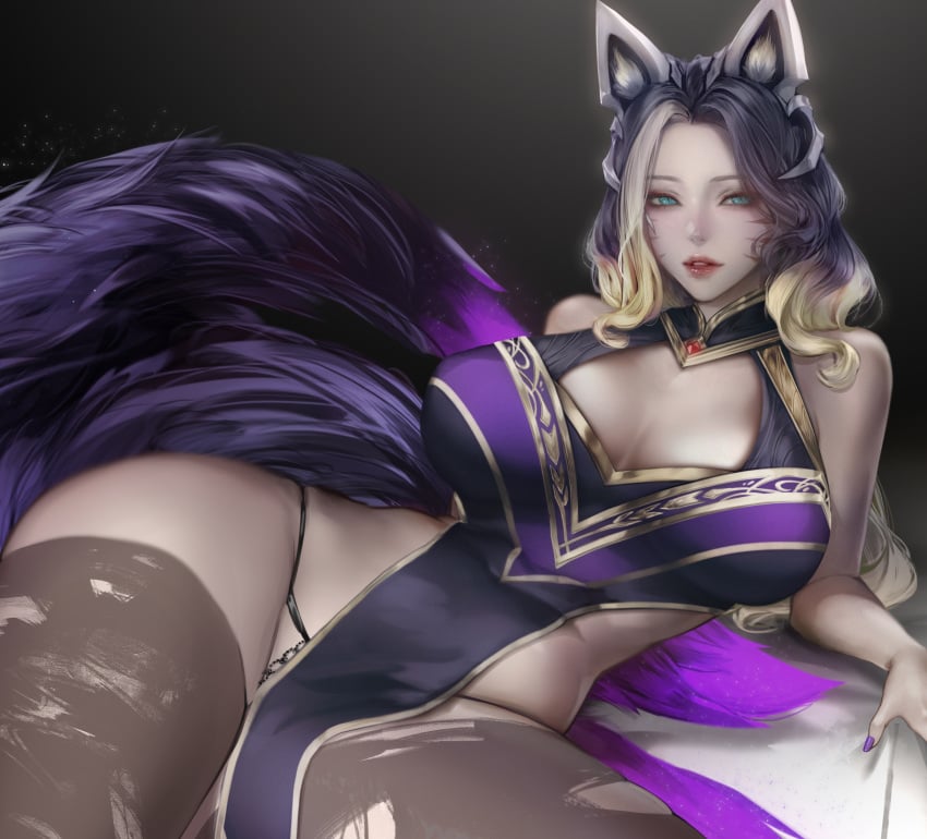 9_tails ahri animal_ear_fluff animal_ears animal_girl big_breasts black_hair blonde_hair breasts busty child_bearing_hips cleavage clothing coven_ahri curvaceous curves curvy curvy_body curvy_female curvy_figure curvy_hips eclipse_series eyelashes eyeliner eyeshadow facial_markings female fluffy fluffy_ears fluffy_tail fluffy_tails fox fox_ears fox_girl fox_tail furry_tail glistening glistening_body glistening_breasts glistening_genitalia glistening_hair glistening_skin hair_over_one_eye hips hourglass_figure huge_breasts humanoid inner_ear_fluff kemonomimi kitsune large_breasts league_of_legends light-skinned_female light_skin lips lipstick lohel long_hair multicolored_hair multiple_tails nine_tailed_fox pale-skinned_female pale_skin riot_games tail teal_eyes thick_thighs thighs vastaya video_games voluptuous wide_hips