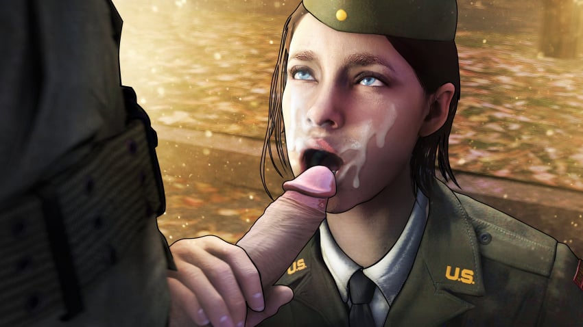 1boy 1girls call_of_duty call_of_duty_ww2 corporal_green cum facial