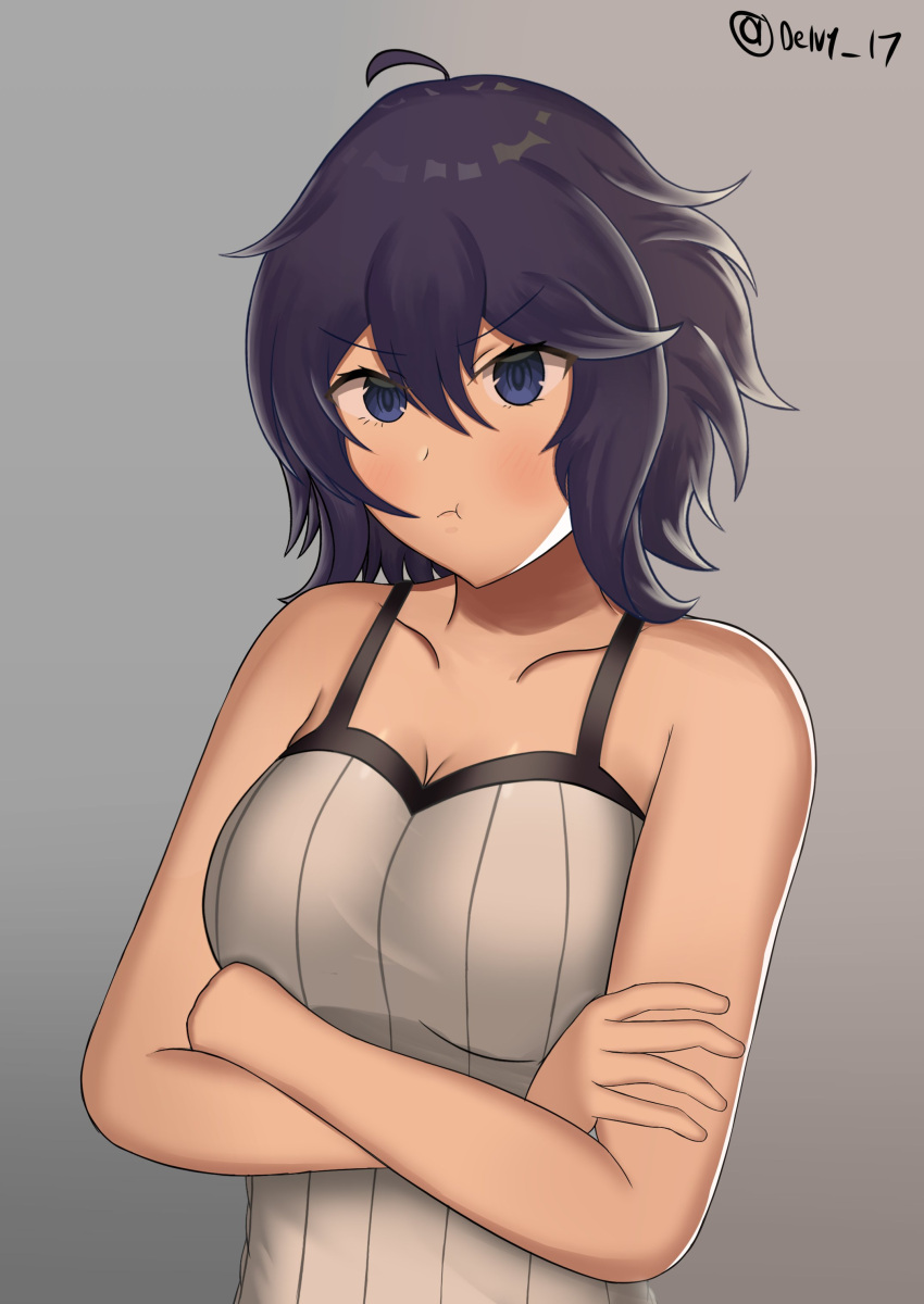 1girls angry black_hair blue_eyes breasts cleavage crossed_arms delvy_17 female female_only fire_emblem fire_emblem_awakening large_breasts morgan_(fire_emblem) morgan_(fire_emblem)_(female) nintendo pout short_hair solo upper_body