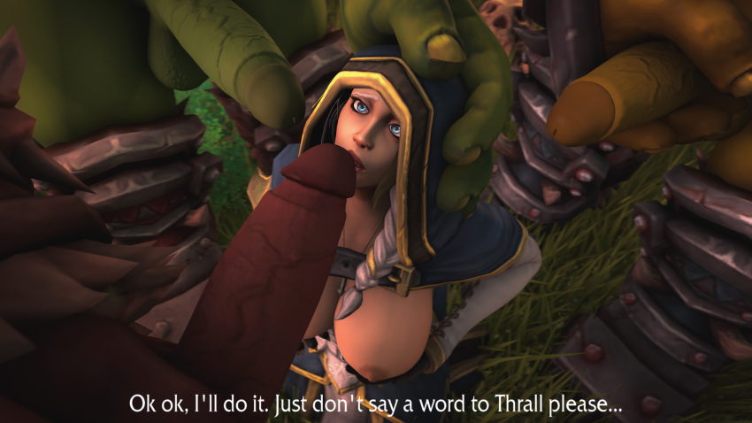 3d dialogue female horde_male human human_(warcraft) jaina_proudmoore layzy layzy-af mage_(warcraft) orc orc_(warcraft) orc_male orcs tagme text warcraft