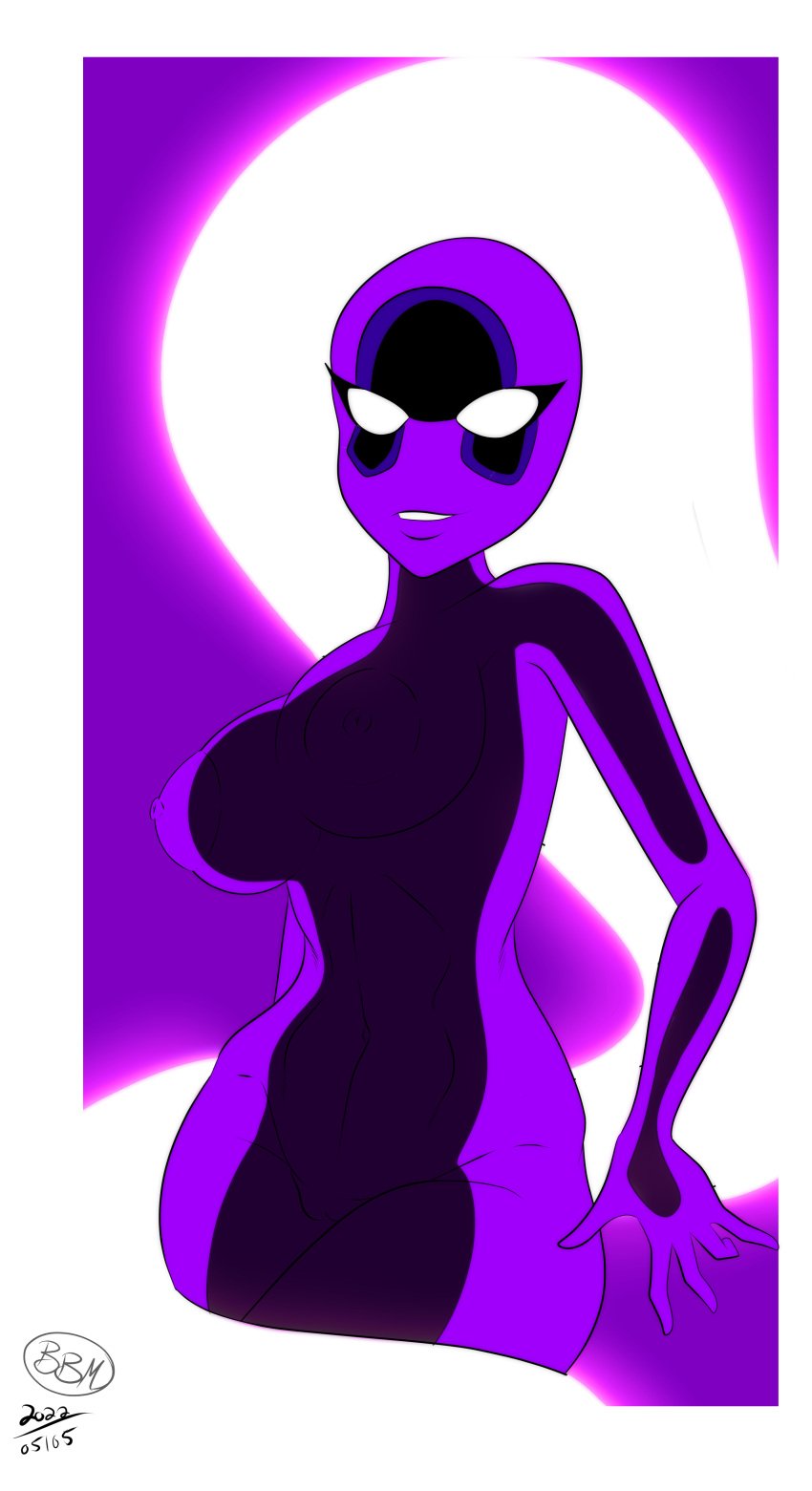 1girls alien alien_girl alien_only anodite aura ben_10 big_breasts breasts bunbunmuffinart cartoon_network female female_only gilf glowing_aura glowing_body glowing_eyes glowing_hair mature_female purple_body purple_skin pussy verdona white_eyes