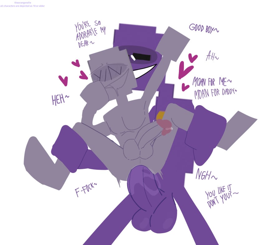 2022 2boys an_undeniably_canon_fnaf_timeline anal anal_juice anal_sex badge balls big_balls big_penis blush carrying carrying_partner daddy daddy_kink ddlb ddlg depixelization dirty_talk drooling duo english_text five_nights_at_freddy's gay grin half-closed_eyes happy_sex heart ibispaintx looking_at_partner love_heart male male/male male_only male_penetrating male_penetrating_male pecs penis_size_difference pixel_art purple_guy_(fnaf) purple_penis purple_skin redrawn scottgames sex smiling talking_to_partner theorangensfw theorangensfw1 william_afton y/n yaoi yyxxneko