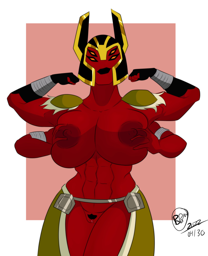 1girls 4_arms 4_eyes 4_fingers abs alien alien_girl ben_10 biceps black_lips breasts bunbunmuffinart cartoon_network female female_only hand_on_own_breast looma_red_wind multi_arm multi_eye multi_limb muscular muscular_female plump_lips pubic_hair pussy red_body red_skin tetramand